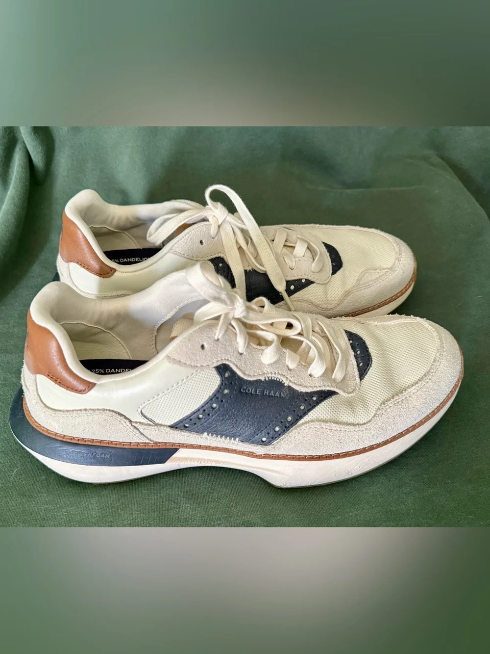 Cole Haan Cream and Navy Low-Top Sneakers